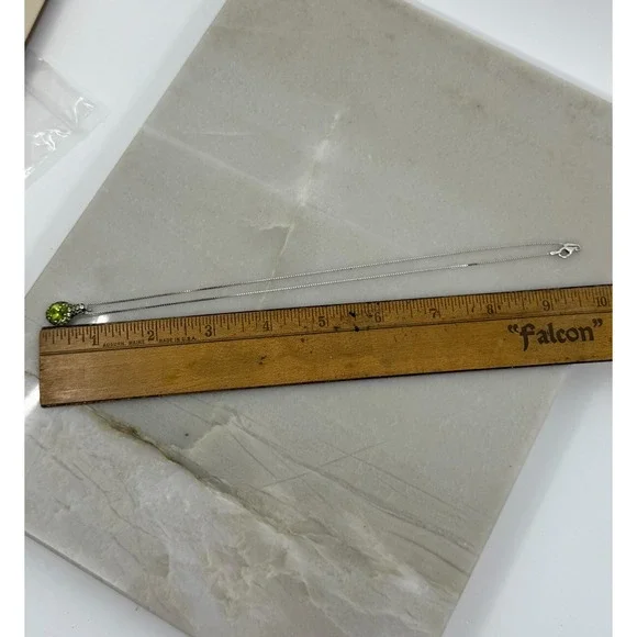 QVC Womens Green Gemstone Sterling Silver Oval Charm 19" Necklace Gift NIB - Picture 5 of 7